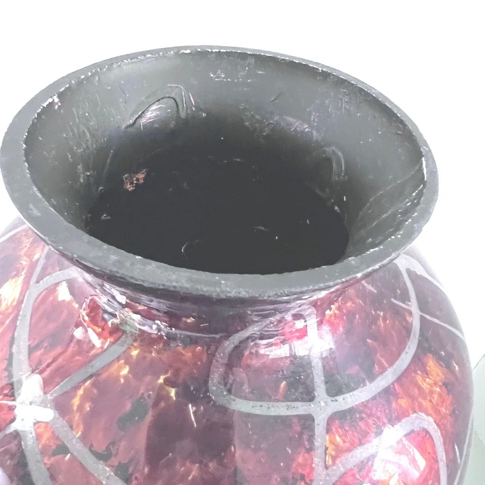 Large Vessel Decor Red Coppery Marbled‎ Grey Matrix Metal Designer Top 18X8